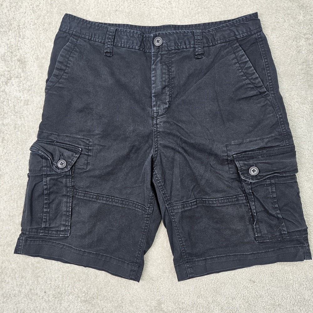 Aeropostale Cargo Shorts Men's 33 Black Cotton Blend Stretch Y2K Casual‎